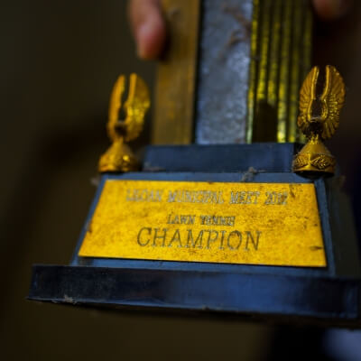 Coach Geo trophy during his competitive years