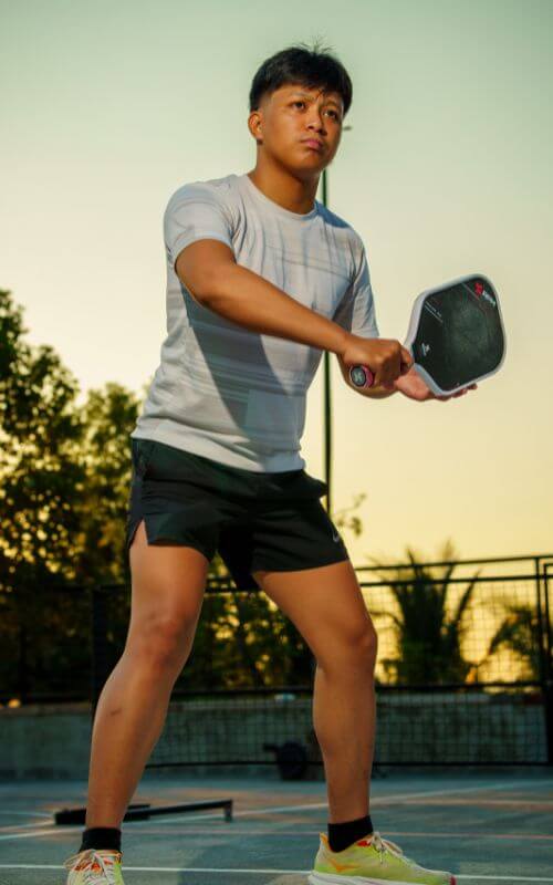 Cebu Pickleball Coach - 02 - Coach Jan-Jan - for intermediate players, showing his atheletic ready stance