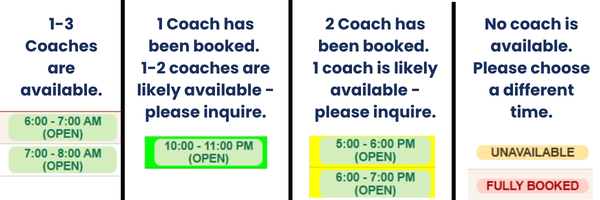 Schedule guide for clients - color coding legend